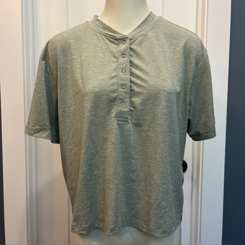 prAna Sol Searcher Short Sleeve Henley Women's Shirt Juniper Green Size Large